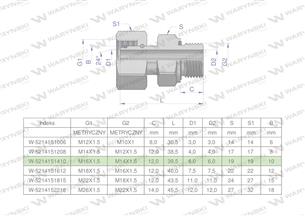 Przyłączka hydrauliczna metryczna AB (EVGE) M16x1.5 10L x M14x1.5 ED Waryński ( sprzedawane po 2 )-168876