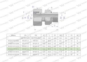 Przyłączka hydrauliczna metryczna AB (EVGE) M18x1.5 12L x M16x1.5 ED Waryński ( sprzedawane po 2 )-168882