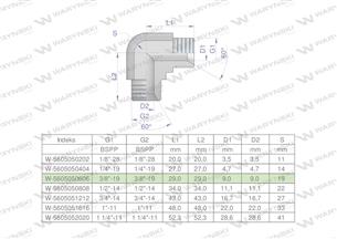 Kolanko hydrauliczne calowe BB 3/8" BSP (XW) Waryński ( sprzedawane po 5 )-170868