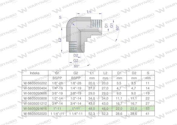 Kolanko hydrauliczne calowe BB 1" BSP (XW) Waryński-170885