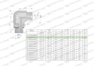 Kolanko hydrauliczne nastawne calowe BB 1/4" x 3/8" BSP z regulacją Waryński-168509