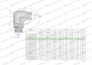 Kolanko hydrauliczne nastawne calowe BB 3/8" x 1/4" BSP z regulacją Waryński-168515