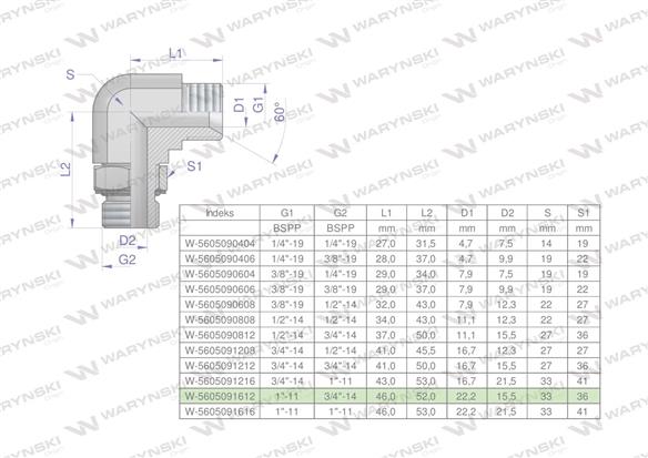 Kolanko hydrauliczne nastawne calowe BB 1" x 3/4" BSP z regulacją Waryński-168563