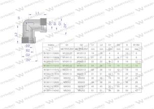 Kolanko hydrauliczne metryczne BB M18x1.5 12L (XW) Waryński ( sprzedawane po 5 )-170903