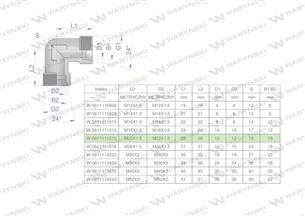 Kolanko hydrauliczne metryczne BB M22x1.5 15L (XW) Waryński ( sprzedawane po 5 )-170897