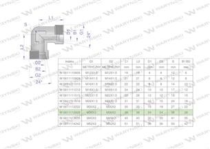 Kolanko hydrauliczne metryczne BB M36x2 28L (XW) Waryński-170939