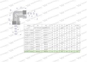 Kolanko hydrauliczne metryczne BB M52x2 42L (XW) Waryński-170951