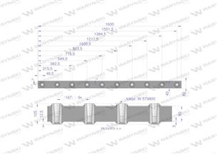 Belka do wideł ładowacza 1600mm na zęby proste i krokodyl 10 tulejek Waryński