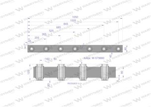 Belka do wideł ładowacza 1050mm na zęby "Z" 7 tulejek Waryński