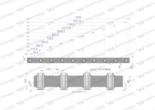 Belka do wideł ładowacza 1600mm na zęby "Z" 10 tulejek Waryński