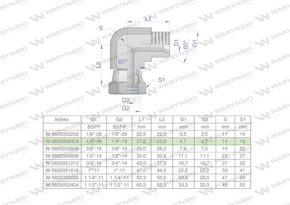 Kolanko hydrauliczne calowe AB 1/4" BSP Waryński-169625