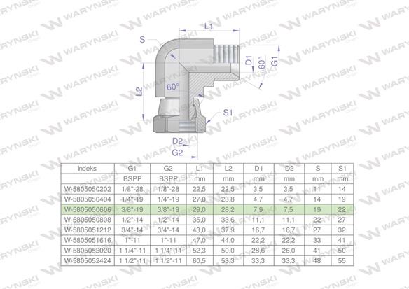 Kolanko hydrauliczne calowe AB 3/8" BSP Waryński-169631