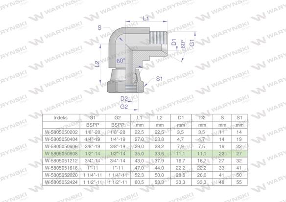 Kolanko hydrauliczne calowe AB 1/2" BSP Waryński-169636