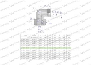 Kolanko hydrauliczne metryczne AB M22x1.5 15L (XEVW) Waryński ( sprzedawane po 50 )