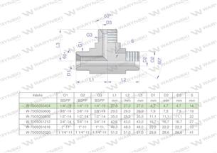 Trójnik hydrauliczny calowy BBB 1/4" BSP (XT) Waryński-170761