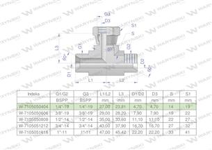 Trójnik hydrauliczny symetryczny calowy BAB 1/4" BSP (XEVT) Waryński-169529