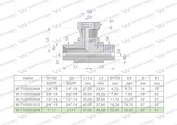 Trójnik hydrauliczny symetryczny calowy BAB 1" BSP (XEVT) Waryński-169553