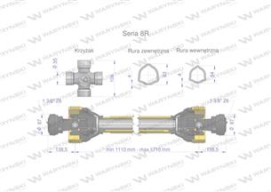 Wał przegubowo-teleskopowy 1110-1710mm 1240Nm CE 2020 seria 8R Waryński