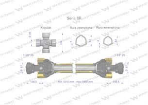 Wał przegubowo-teleskopowy 1210-1900mm 1240Nm CE 2020 seria 8R Waryński