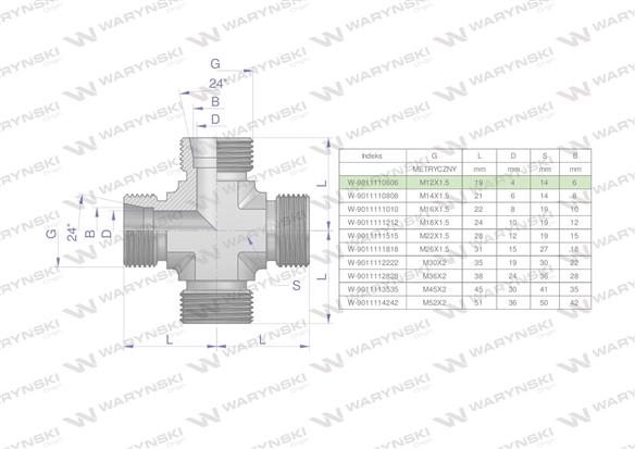 Czwórnik hydrauliczny metryczny BBBB M12x1.5 06L Waryński-168806