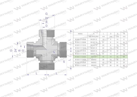 Czwórnik hydrauliczny metryczny BBBB M30x2 22L Waryński-168842