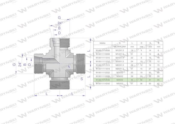 Czwórnik hydrauliczny metryczny BBBB M45x2 35L Waryński-168854