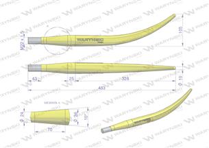 Ząb ładowacza wygięty zamykający L- 480 mm chwytak ( krokodyl) Tur WARYŃSKI