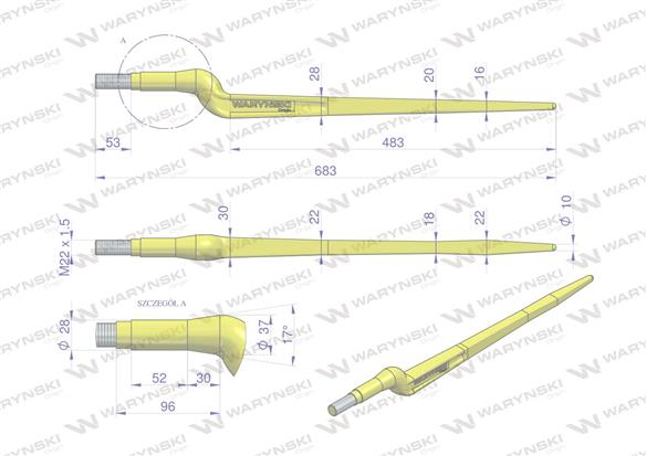 Ząb ładowacza uniwersalny Z L- 680 mm Tur WARYŃSKI