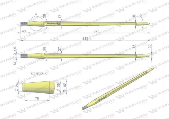 Ząb ładowacza uniwersalny prosty L- 810 mm zastosowanie 5193-FT1N Tur WARYŃSKI