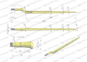 Ząb ładowacza uniwersalny Z L- 880 mm zastosowanie 5193-FT88N Tur WARYŃSKI