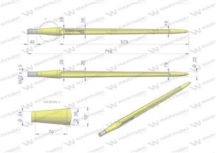 Ząb ładowacza uniwersalny prosty L- 710 mm Tur WARYŃSKI