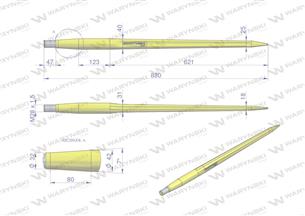 Ząb ładowacza CIĘŻKI uniwersalny prosty L- 880 mm Tur na tuleję W-5791200 WARYŃSKI