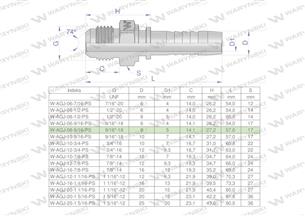 Zakucie hydrauliczne AGJ DN08 9/16"-18 UNF PREMIUM Waryński ( sprzedawane po 10 )