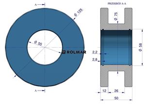 Rolka prowadząca koła podnoszącego st.typ otwór fi 55mm Anna