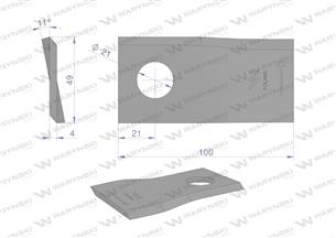 Nóż, nożyk kosiarka 100X48X4X21 lewy zastosowanie 434977 Pottinger WARYŃSKI ( sprzedawane po 25 )