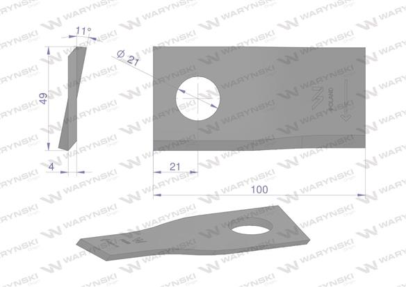 Nóż, nożyk kosiarka 100X48X4X21 prawy zastosowanie 434978 Pottinger WARYŃSKI ( sprzedawane po 25 )