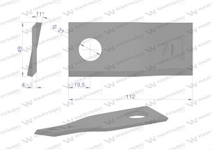 Nóż, nożyk kosiarka 112X48X4X22 prawy zastosowanie 434970 Pottinger WARYŃSKI ( sprzedawane po 25 )
