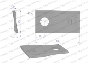 Nóż, nożyk kosiarka 96X48X4X19 lewy zastosowanie 01466900 Krone WARYŃSKI ( sprzedawane po 25 )