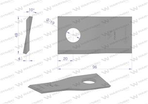 Nóż, nożyk kosiarka 96X48X4X19 prawy zastosowanie 01466910 Krone WARYŃSKI ( sprzedawane po 25 )