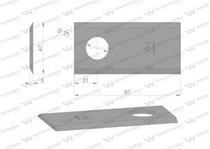 Nóż. nożyk kosiarka 97X47X3mm otwór 21 zastosowanie 152147607 SIP WARYŃSKI ( sprzedawane po 25 )