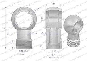 Złączka Oczkowa Fi22-15L (M22X1.5) Waryński ( sprzedawane po 2 )