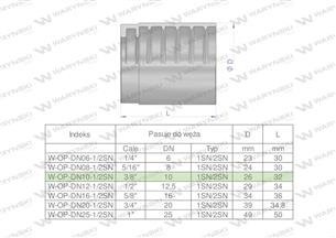 Tuleja (oprawka) uniwersalna do węży DN10 1SN/2SN PERFECT-SMOOTH Waryński ( sprzedawane po 50 )