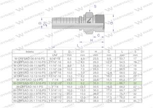 Zakucie hydrauliczne ORFSAD DN13 1 3/16"-12 PREMIUM Waryński ( sprzedawane po 5 )