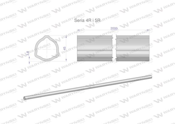 Rura trójkątna wewnętrzna Seria 4R i 5R do wału przegubowo-teleskopowego 45x3.8mm 2m WARYŃSKI (sprzedawane po 2)-175446