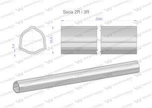 Rura trójkątna zewnętrzna Seria 2R i 3R do wału przegubowo-teleskopowego 43.5x3.4mm 2m WARYŃSKI (sprzedawane po 2)-171229