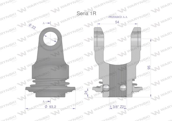 Widłak wału z pierścieniem 1 3/8 Z21 - 22X54 Seria 1R Waryński