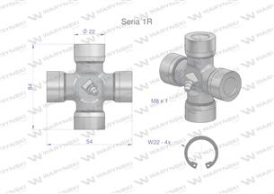 Krzyżak wału 22x54 Seria 1R Waryński W219101