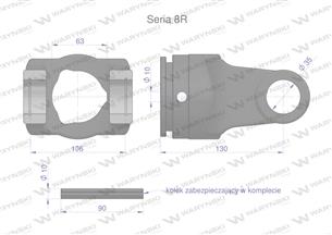 Widłak rury zewnętrznej 63x3 krzyżak 35x106 Seria 8R Waryński