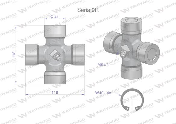 Krzyżak wału 41x118 Seria 9R Waryński