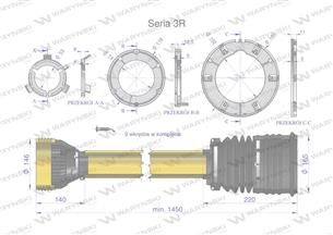Obudowa wału przegubowo-teleskopowego szerokokątnego Uniwersalna długość Seria 3R WARYŃSKI